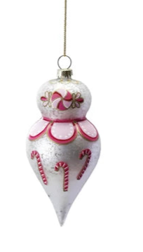 Hand-Painted Glass Ornament w/Design/Velvet Bow (4 Styles)