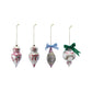 Hand-Painted Glass Ornament w/Design/Velvet Bow (4 Styles)