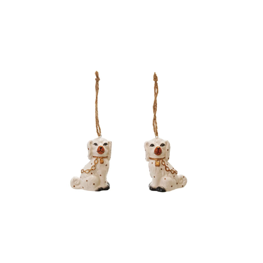 Ceramic Staffordshire Dog Ornament, Gold Finish, 2 Styles