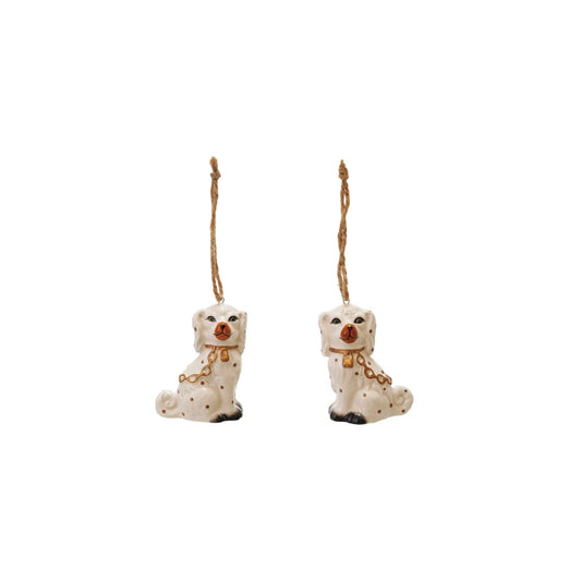 Ceramic Staffordshire Dog Ornament, Gold Finish, 2 Styles