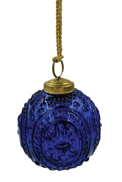 Embossed Recycled Mercury Glass Ball Ornament (2 Colors)