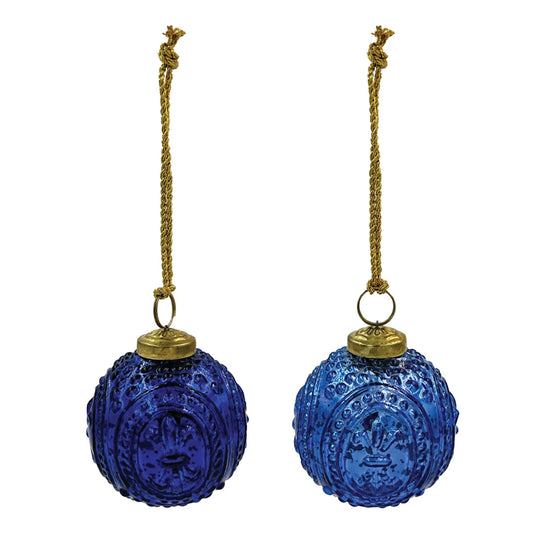 Embossed Recycled Mercury Glass Ball Ornament (2 Colors)