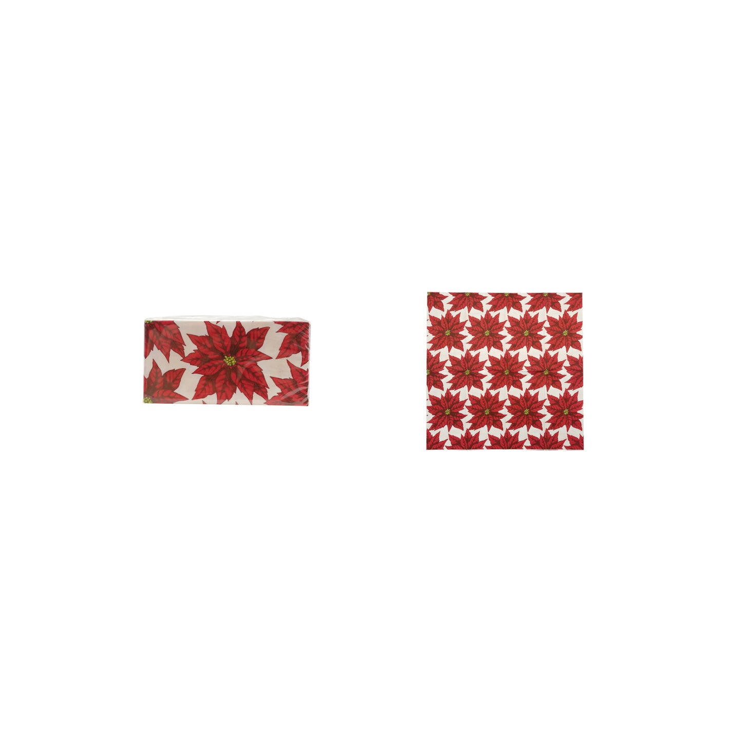 Paper Napkins w/Poinsettia Pattern & Red