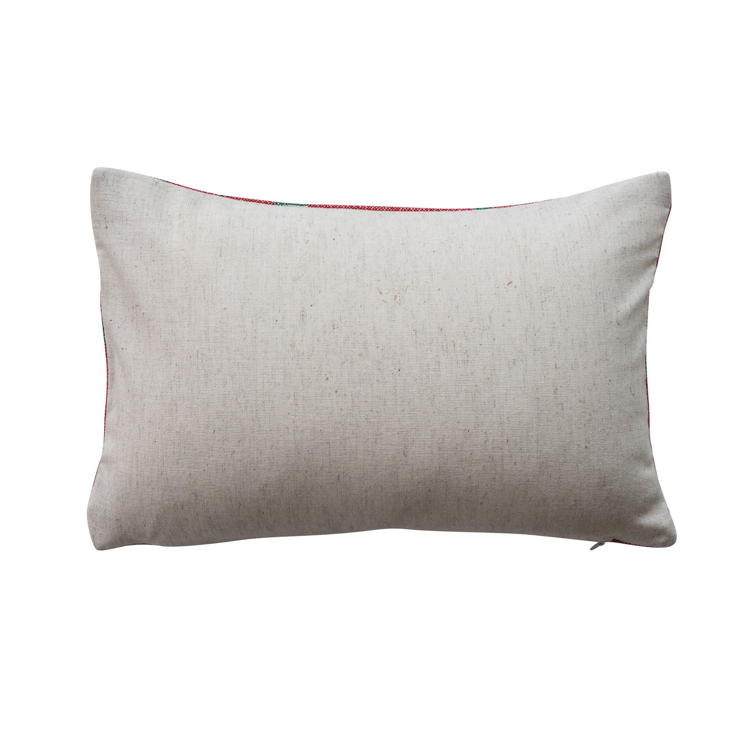Cotton Embroidered Lumbar Pillow w/Polka Dot Pattern "Dont Get Your Tinsel..."