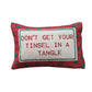 Cotton Embroidered Lumbar Pillow w/Polka Dot Pattern "Dont Get Your Tinsel..."