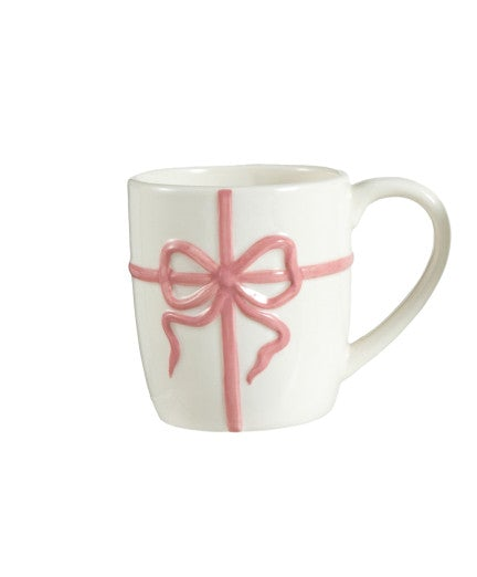 Stoneware Mug w/ Embossed Bow (4 Styles)