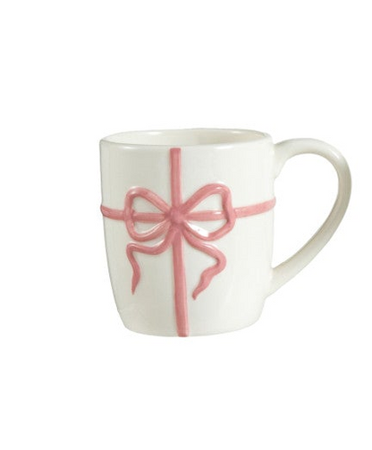 Stoneware Mug w/ Embossed Bow (4 Styles)
