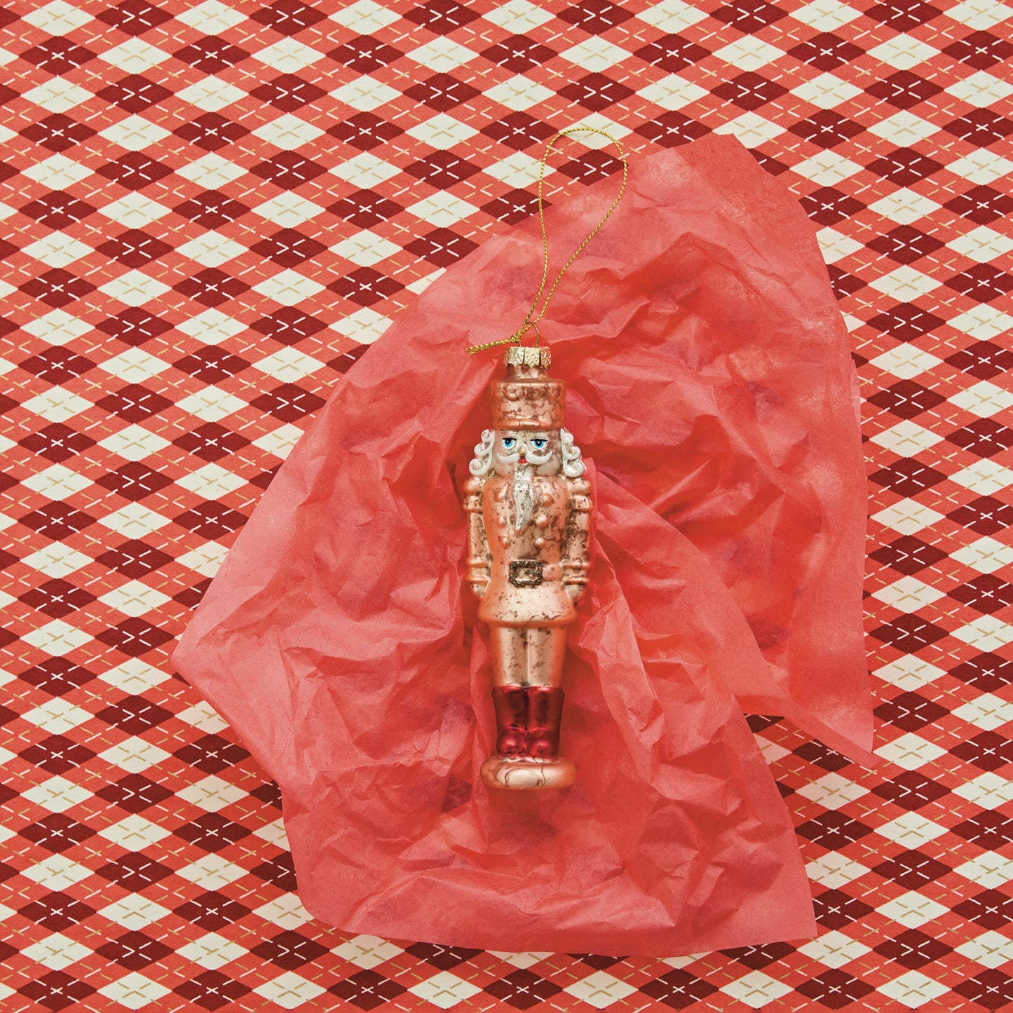 Mercury Glass Nutcracker Ornament w/Glitter