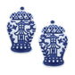 Aubree Enamel Pagoda Ginger Jar Stud Earrings: Blue & White