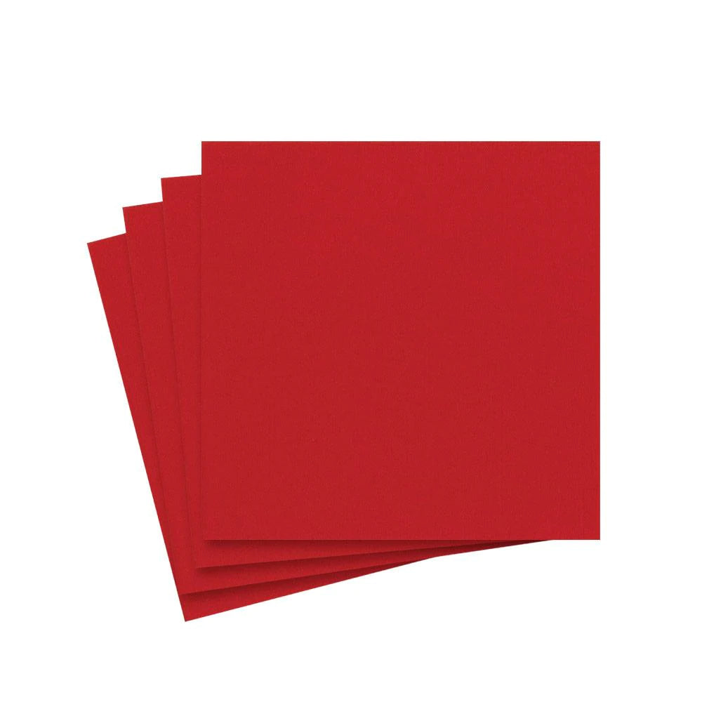 Paper Linen Solid Cocktail Napkins in Red - 15 Per Package