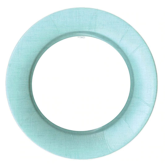 Linen Border Paper Dinner Plates in Robin's Egg Blue - 8 Per Package