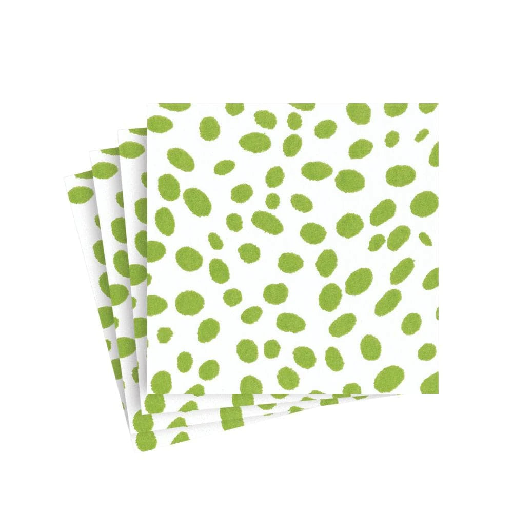 Spots Paper Cocktail Napkins in Green - 20 Per Package