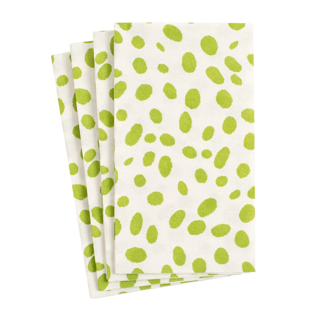 Spots Paper Linen Guest Towel Napkins in Green - 12 Per Package