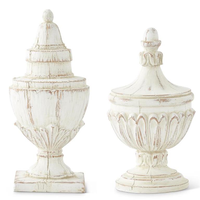 Polystone Finial Urns (2 Assorted Styles)