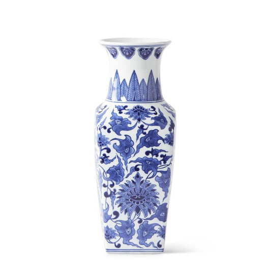 Blue & White Chinoiserie Square Vase