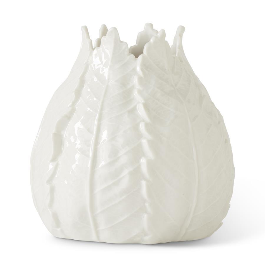 White Ceramic Leaf Vase 6 Inch