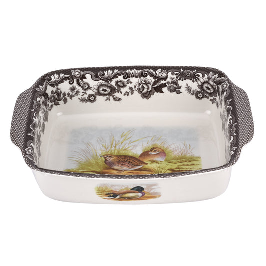 Woodland Rectangular Handled Dish 12" (Mallard/quail)