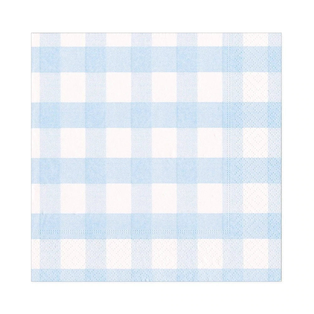 Gingham Paper Luncheon Napkins in Light Blue - 20 Per Package