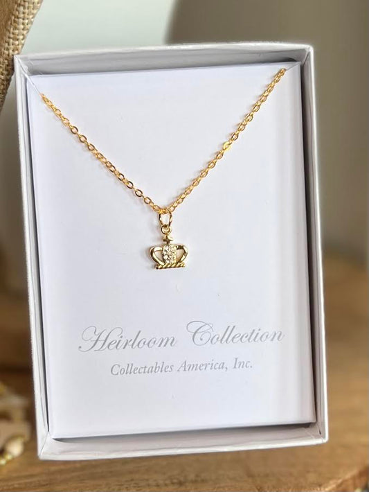 CZ DAINTY CROWN CHILDRENS NECKLACE