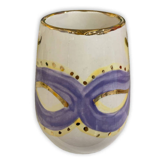 Mardi Gras Stemless Wine Glass