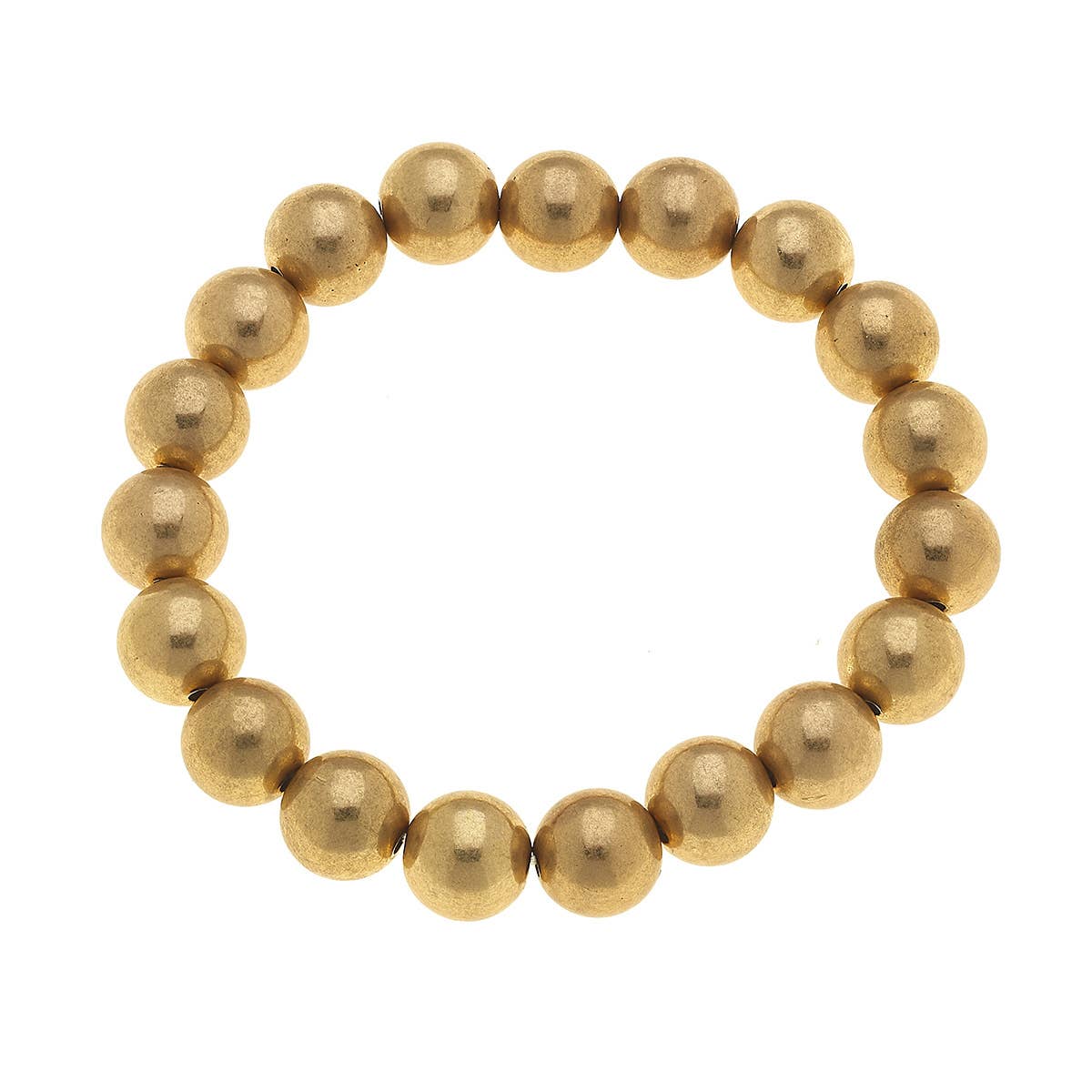 Chloe 10MM Ball Bead Stretch Bracelet in Worn Gold