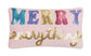 Pink Vel Merry Every Sequin Embroidered Pillow