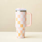 Take Me Everywhere Tumbler-Check Peach 40 oz