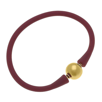 Bali 24K Gold Plated Ball Bead Silicone Bracelet - Assorted Colors