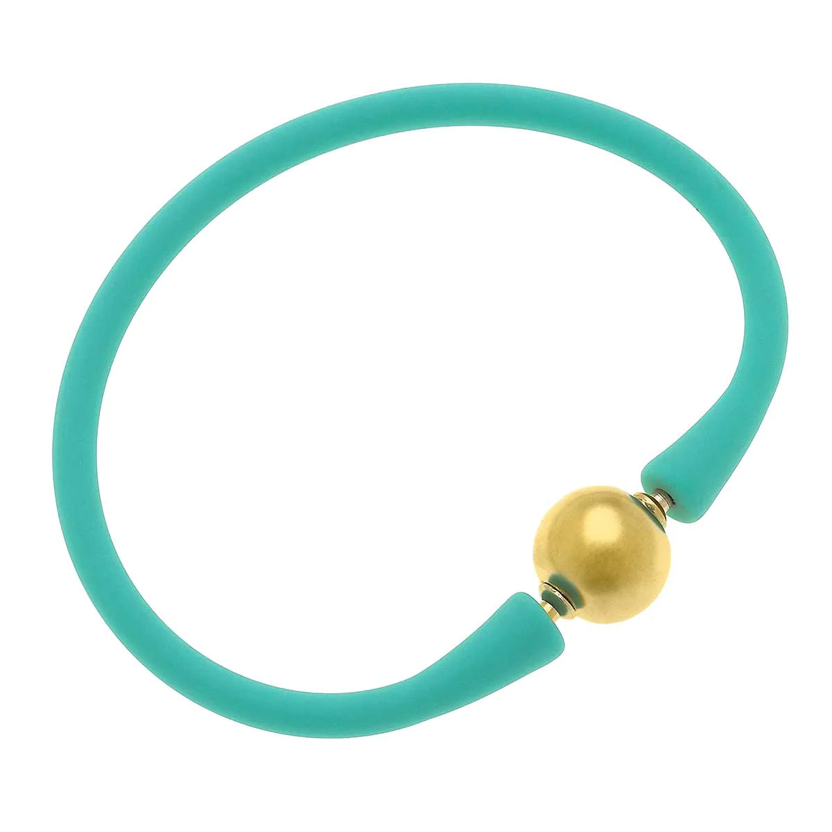 Bali 24K Gold Plated Ball Bead Silicone Bracelet - Assorted Colors