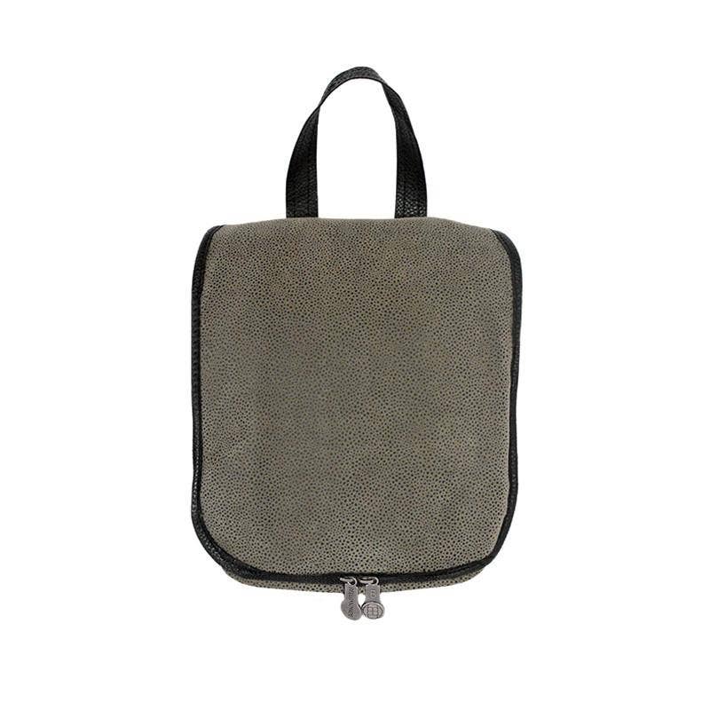 Hanging Toiletry Bag - Aspen Grey Faux Suede