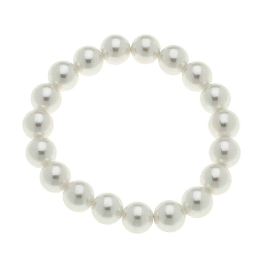 Chloe Beaded Pearl Stretch Bracelet in Ivory