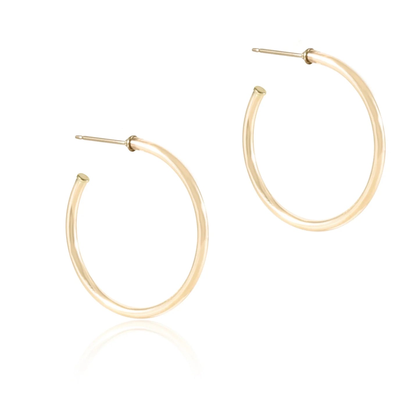 Round Gold 1.25" Post Hoop 2mm Smooth