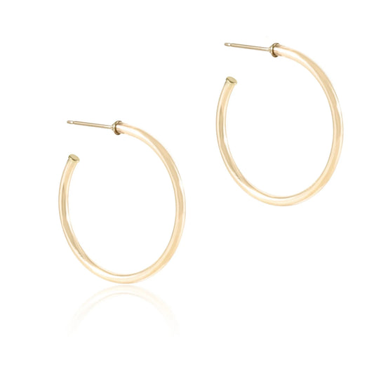 Round Gold 1.25" Post Hoop 2mm Smooth