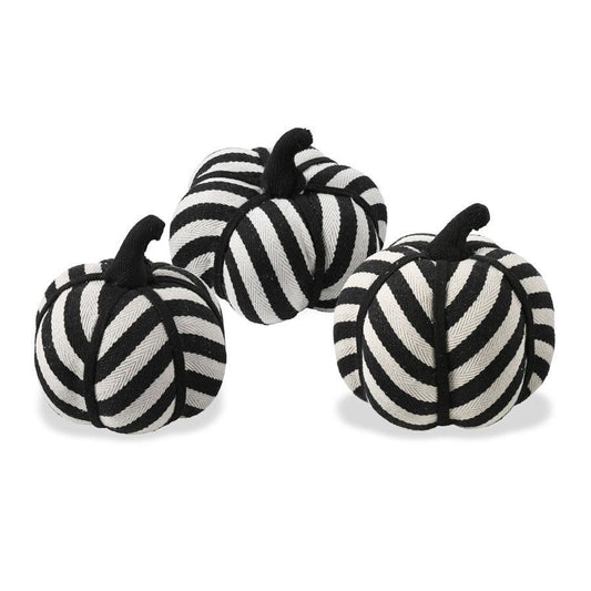 Assorted Black & White Striped Fabric Pumpkins (3Styles)