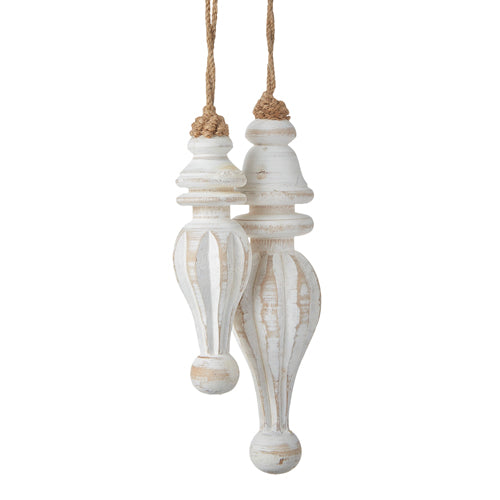 Distressed Wood Finial Ornaments