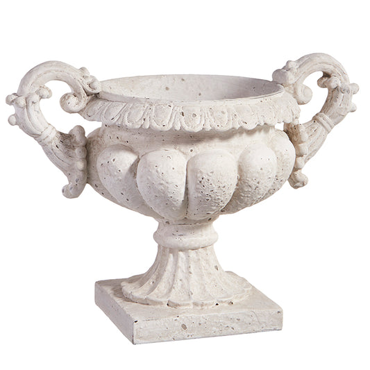 Stone Finish Scroll Handled Urn