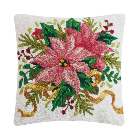 Christmas Poinsettia Hook Pillow