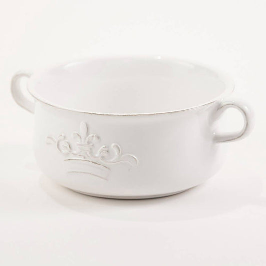 Crown Double Handle Bowl - White