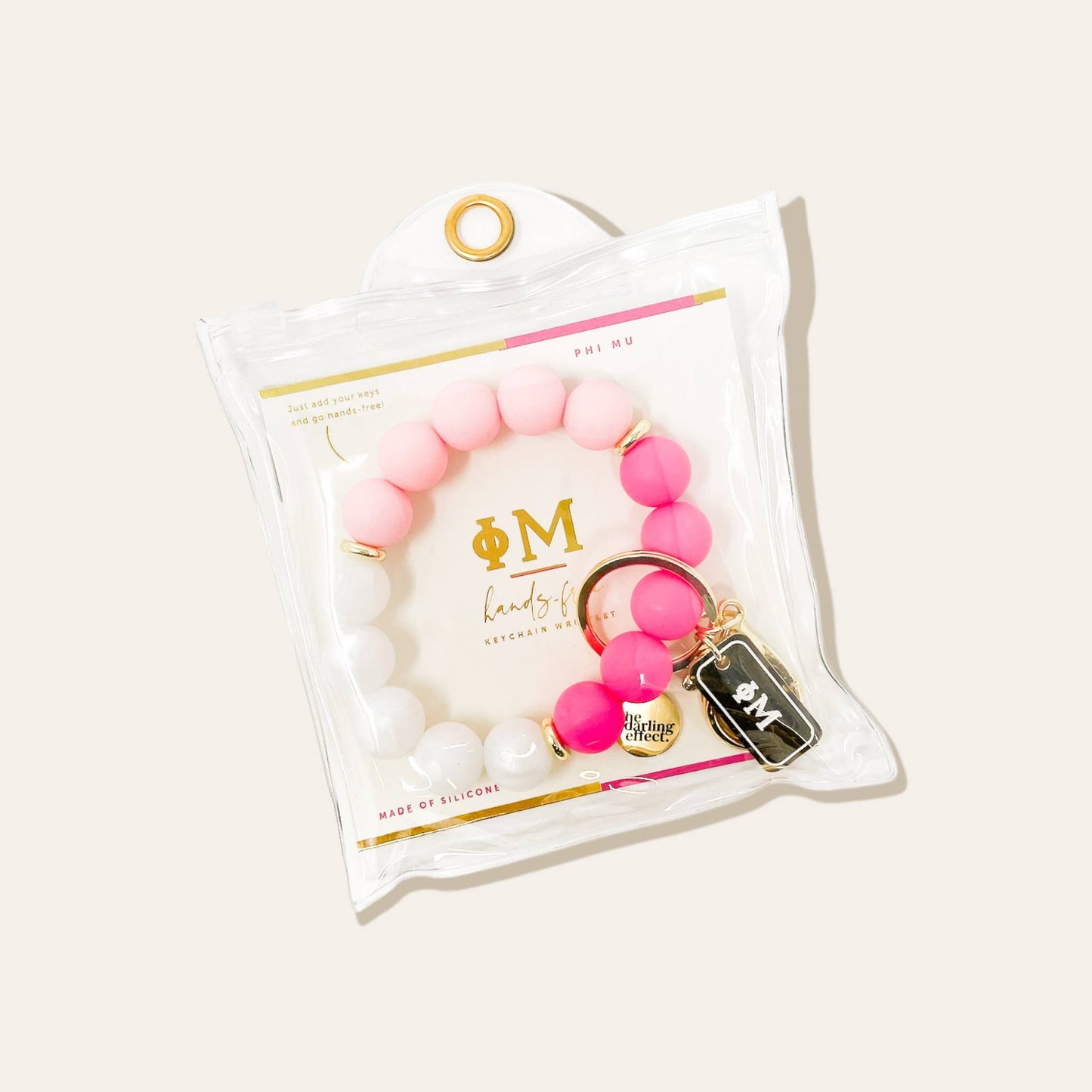 So Sorority - Hands-Free Beaded Keychain Wristlet: Phi Mu