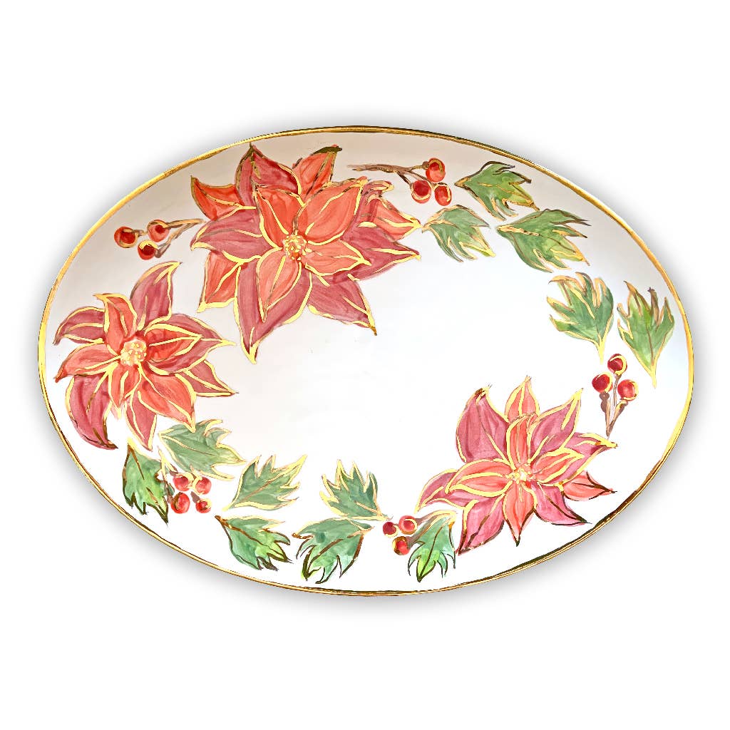 Poinsettia Oval Platter - Thumbnail 2