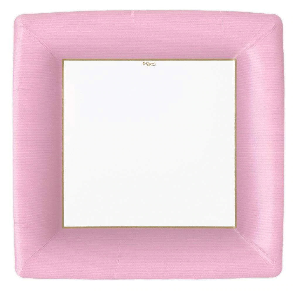 Grosgrain Square Paper Dinner Plates in Light Pink - 8 Per Package