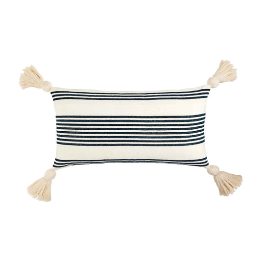 Lumbar Striped Tassel Pillow