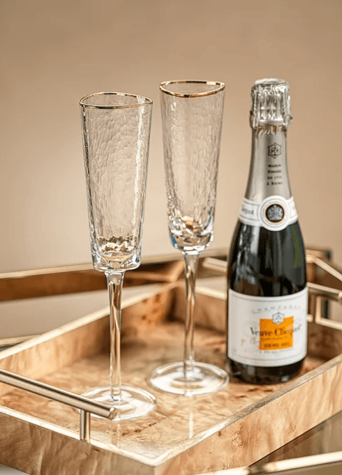 Aperitivo Triangular Champagne Flute - Clear with Gold Rim