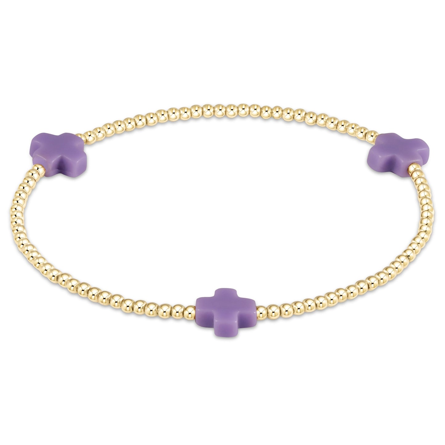 Signature Cross Gold Pattern 2mm Bead Bracelet