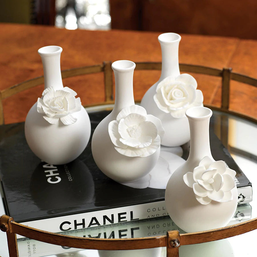 Cameo Long Neck Porcelain Bud Vases