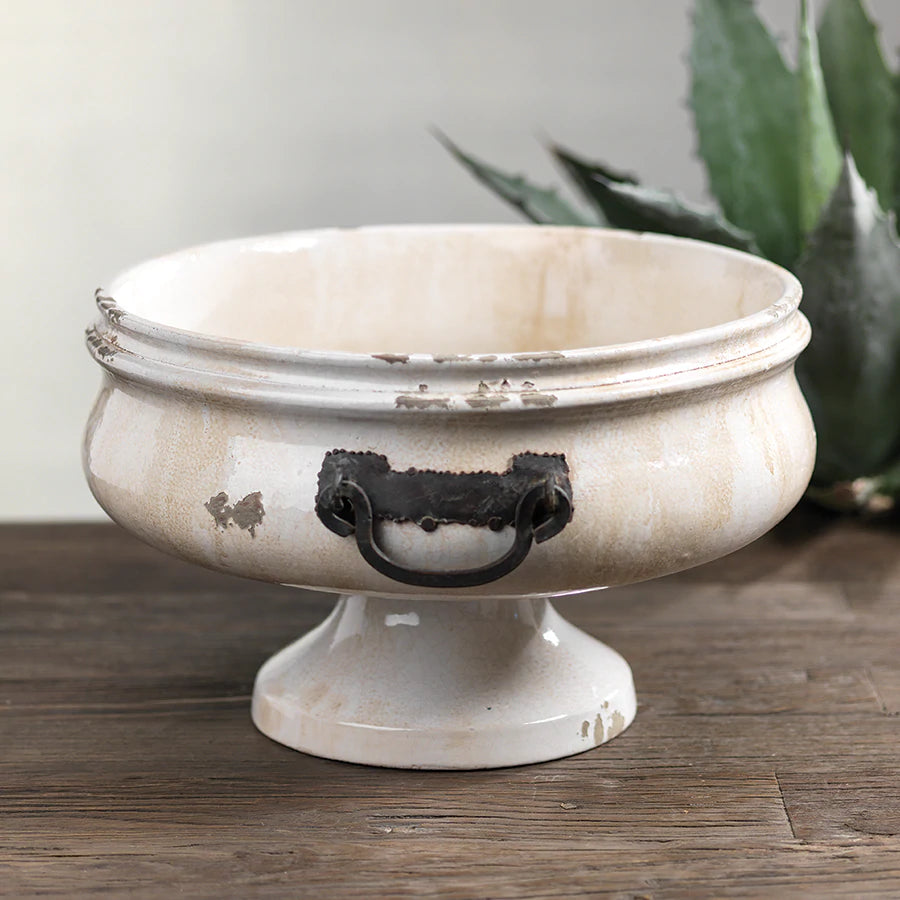 Corsica Pedestal Bowl with Iron Handles