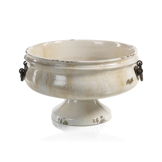 Corsica Pedestal Bowl with Iron Handles