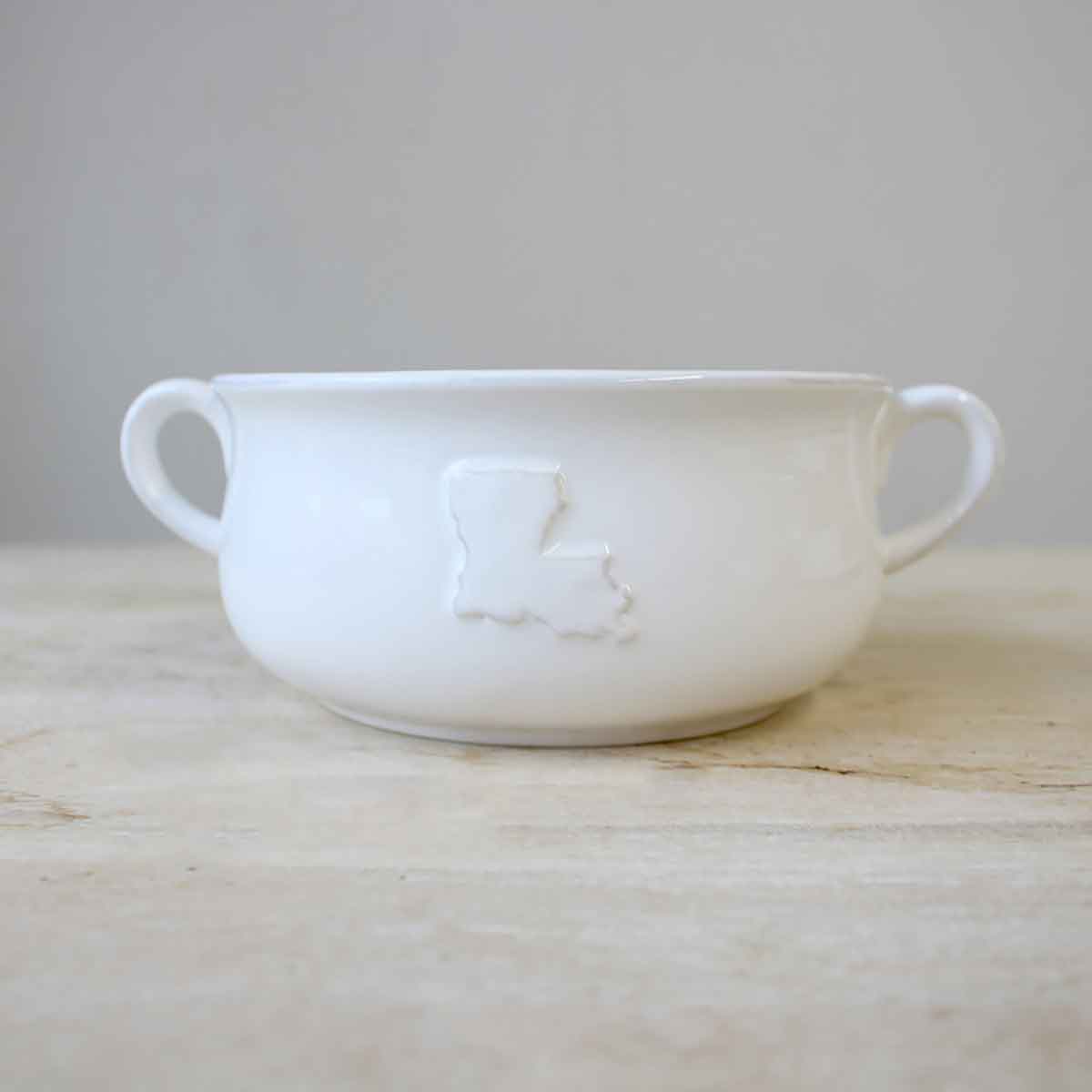 Louisiana Double Handle Bowl   White   7x2.75x5.5