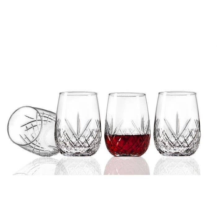 Dublin Stemless Wine S/4 15oz: Non Leaded Crystal