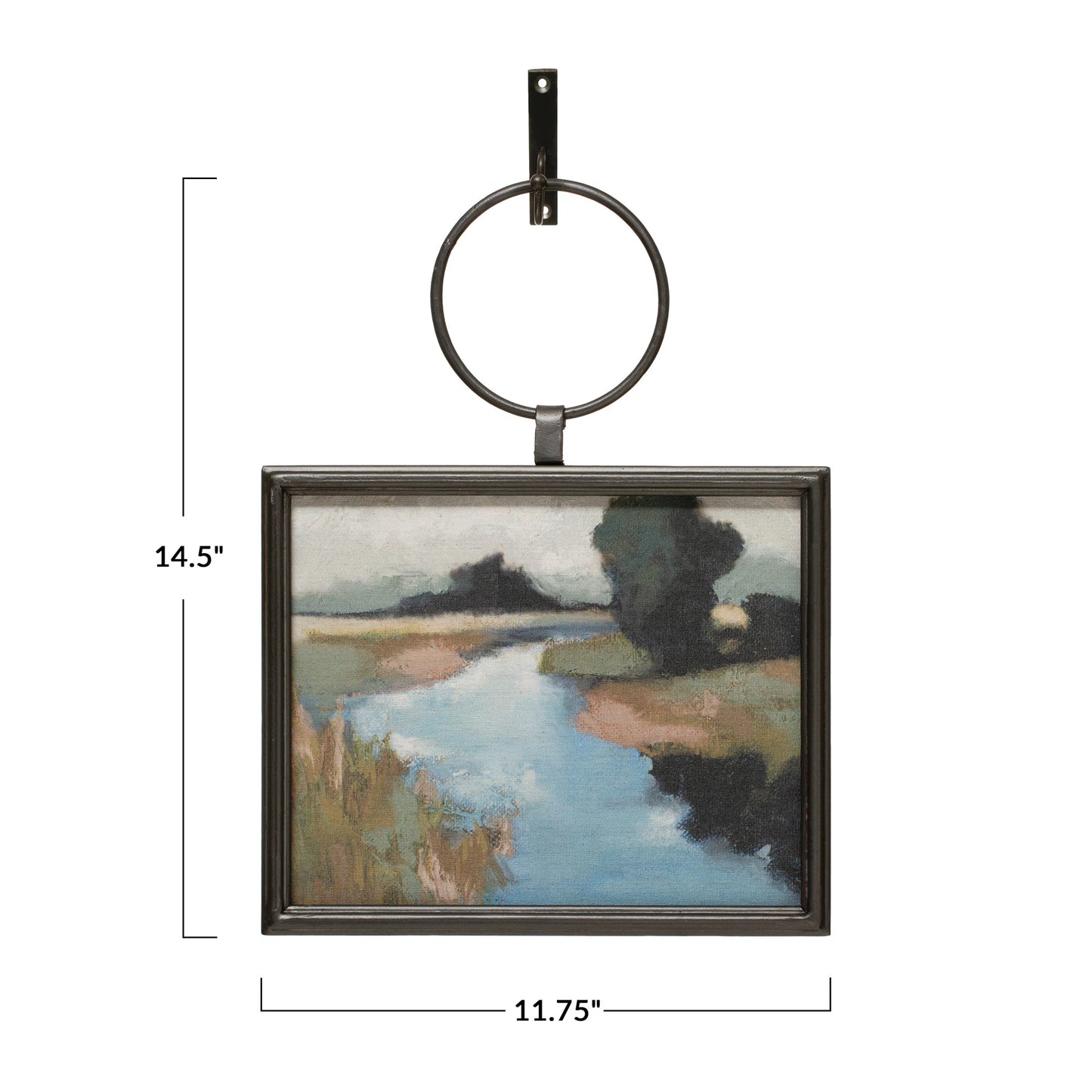 Metal Framed Landscape Wall Decor w/Bracket